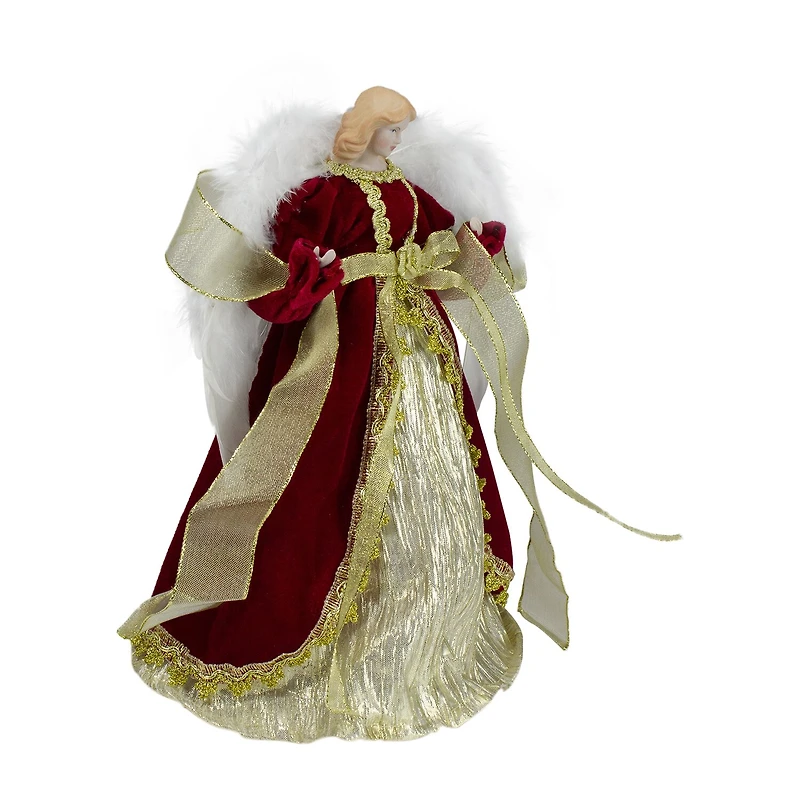 14'' Red and Gold Traditional Angel Christmas Tree Topper - Unlit