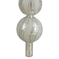 14.75'' Silver and White Glitter Glass Finial Christmas Tree Topper