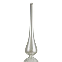 14.75'' Silver and White Glitter Glass Finial Christmas Tree Topper
