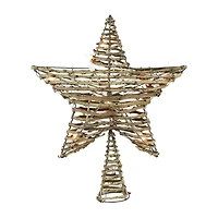 11.5'' Lighted Rattan Star Christmas Tree Topper - Clear Lights