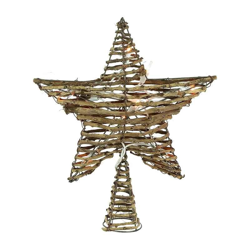 11.5'' Lighted Rattan Star Christmas Tree Topper - Clear Lights