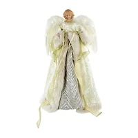 18'' Lighted White and Gold Angel in a Dress Christmas Tree Topper - Warm White Lights