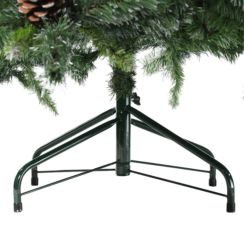6.5' Full Snowy Delta Pine with Pine Cones Artificial Christmas Tree - Unlit