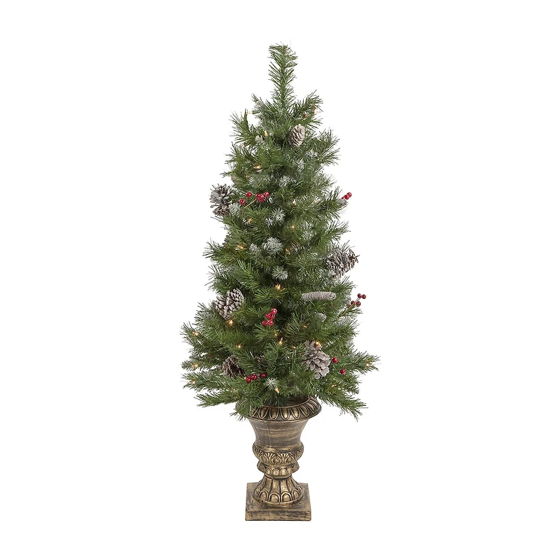 5-Piece Pre-Lit Frosted Verona Berry Pine Artificial Christmas Entryway Set