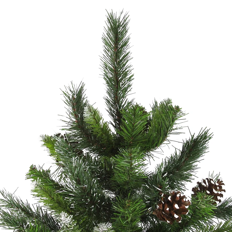 7' Full Snowy Delta Pine with Cones Artificial Christmas Tree Unlit