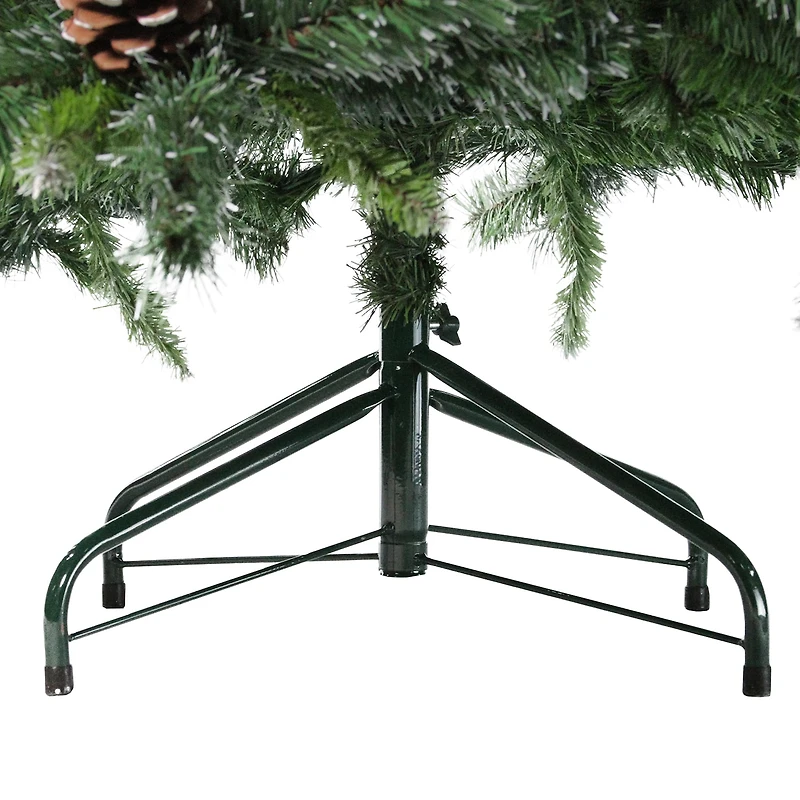 7' Full Snowy Delta Pine with Cones Artificial Christmas Tree Unlit