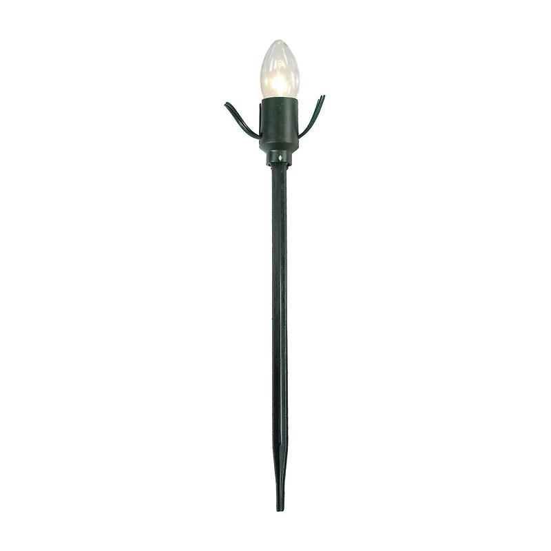 Set of 15 Clear Lighted C9 Shape Christmas Pathway Markers  Green Wire