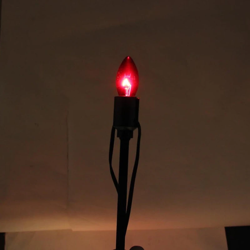 Set of 15 Lighted Red Clear and Green C9 Christmas Pathway Marker Decor