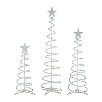 Set of 3 Green Lighted Spiral Christmas Trees  3'  4'  and 6'