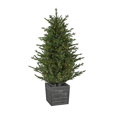 6' Pre-Lit Potted Deluxe Russian Pine Artificial Christmas Tree Warm White LED Lights