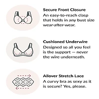 Glamorise WonderWire® Front-Closure Stretch Lace Underwire Bra-9245