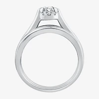 (G / Si1-Si2) Womens 1 1/2 CT. T.W. Lab Grown White Diamond 10K Gold Oval Side Stone Halo Bridal Set