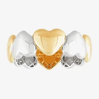 Womens 8.5MM 10K Two Tone Gold Heart Band