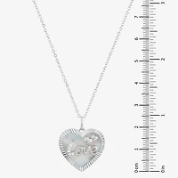 Limited Quantities! "Love" Womens White Mother Of Pearl Sterling Silver Heart 18 Inch Pendant Necklace