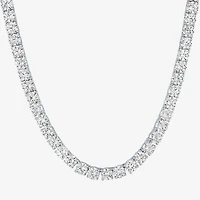 Womens White Sapphire Sterling Silver 18 Inch Tennis Necklace