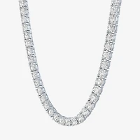 Womens White Sapphire Sterling Silver 18 Inch Tennis Necklace
