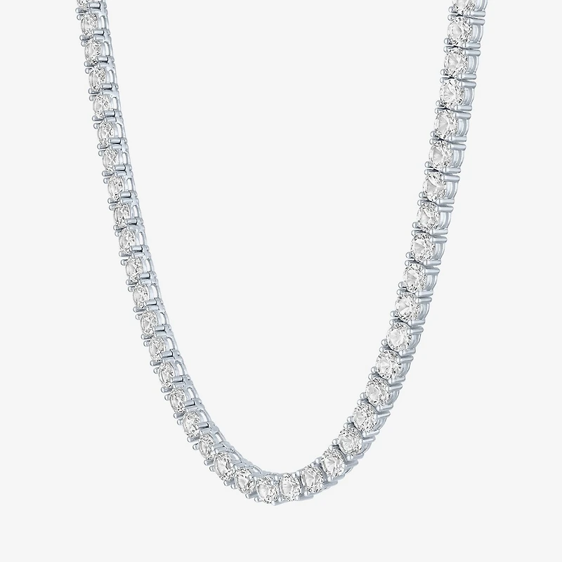 Womens Sapphire Sterling Silver Inch Tennis Necklace