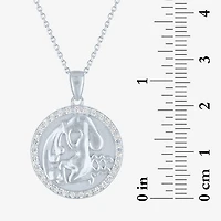 Zodiac Lab Created White Sapphire Sterling Silver Round 16 Inch Pendant Necklace