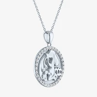 Zodiac Lab Created White Sapphire Sterling Silver Round 16 Inch Pendant Necklace