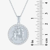 Zodiac Lab Created White Sapphire Sterling Silver Round 16 Inch Pendant Necklace