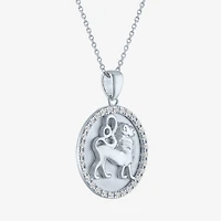 Zodiac Lab Created White Sapphire Sterling Silver Round 16 Inch Pendant Necklace