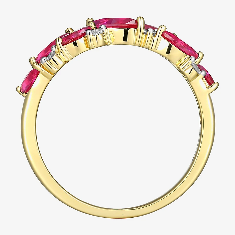 2MM Gemstone 18K Gold Over Silver Band