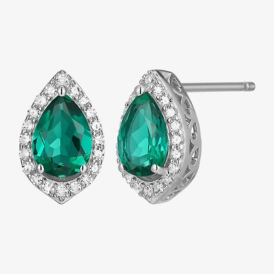 Gemstone Sterling Silver 11.2mm Pear Stud Earrings
