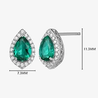 Gemstone Sterling Silver 11.2mm Pear Stud Earrings