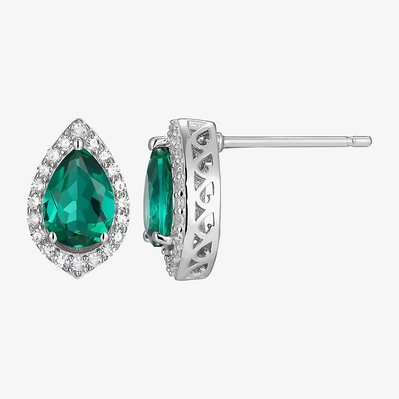 Gemstone Sterling Silver 11.2mm Pear Stud Earrings