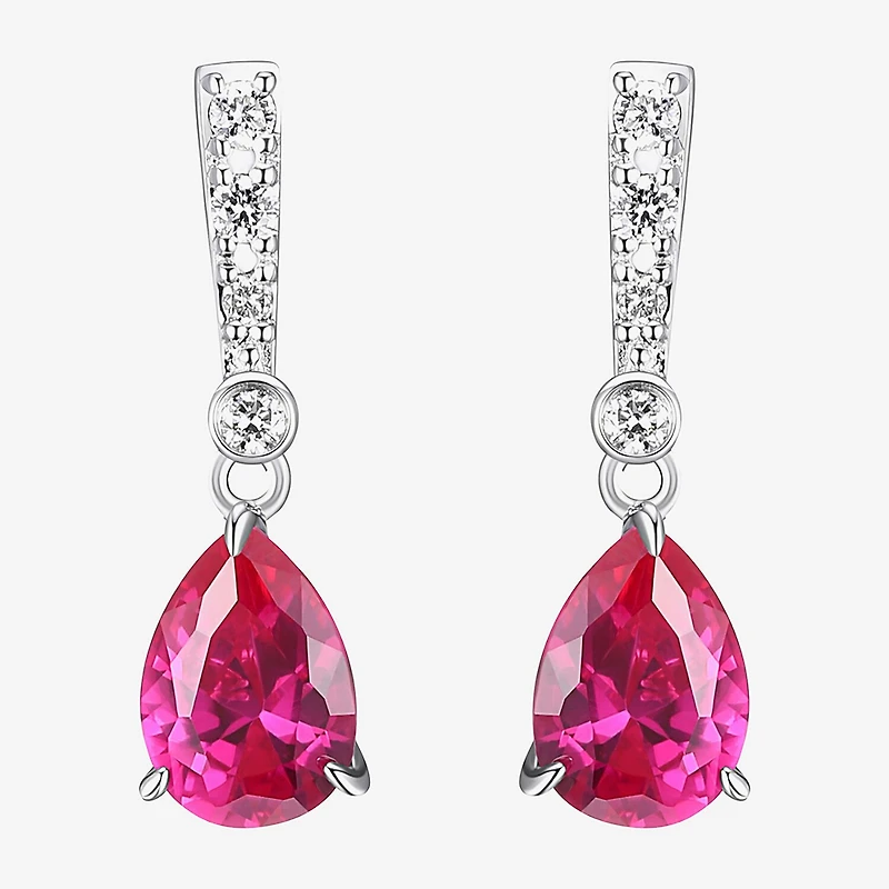 Gemstone Sterling Silver Pear Drop Earrings