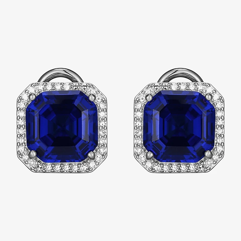 Gemstone Sterling Silver 11.4mm Cushion Stud Earrings