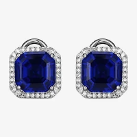Gemstone Sterling Silver 11.4mm Cushion Stud Earrings