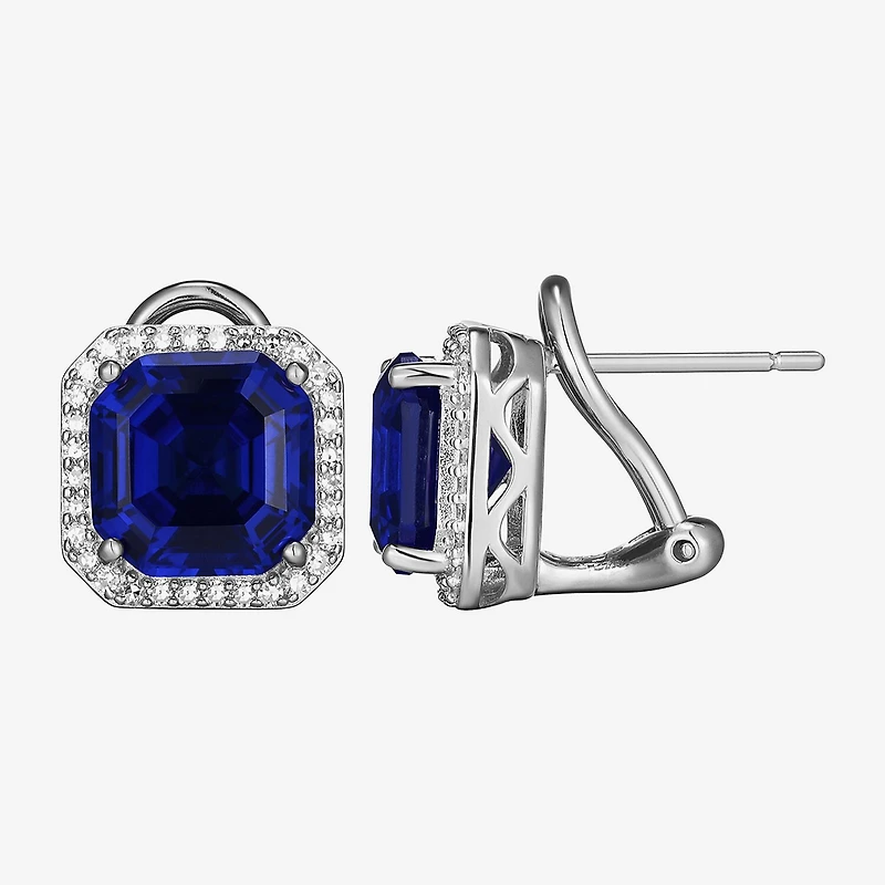 Gemstone Sterling Silver 11.4mm Cushion Stud Earrings
