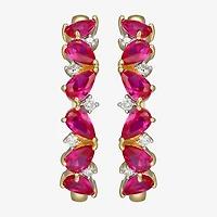 Gemstone 18K Gold Over Silver 25mm Hoop Earrings