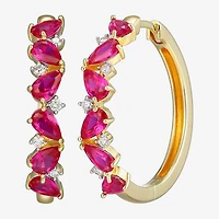 Gemstone 18K Gold Over Silver 25mm Hoop Earrings