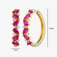 Gemstone 18K Gold Over Silver 25mm Hoop Earrings