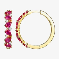 Gemstone 18K Gold Over Silver 25mm Hoop Earrings