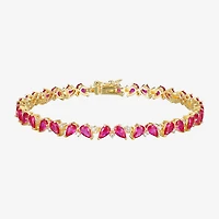 Gemstone 18K Gold Over Silver 7.25 Inch Tennis Bracelet