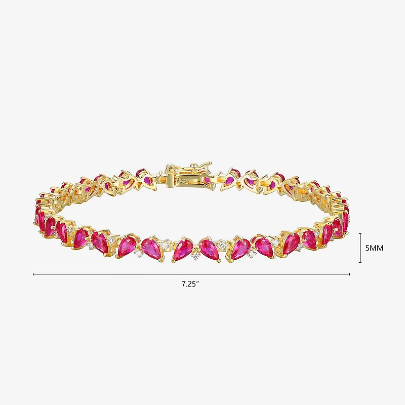 Gemstone 18K Gold Over Silver 7.25 Inch Tennis Bracelet