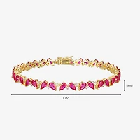Gemstone 18K Gold Over Silver 7.25 Inch Tennis Bracelet