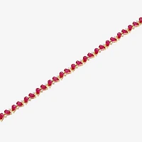 Gemstone 18K Gold Over Silver 7.25 Inch Tennis Bracelet