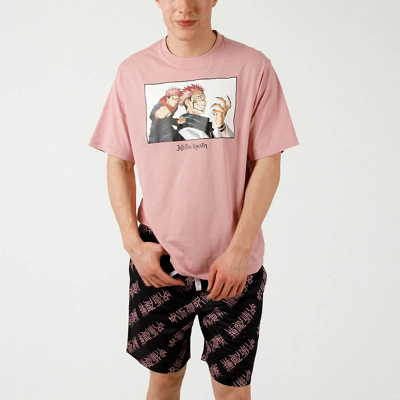 Jujutsu Kaisen Mens Crew Neck Short Sleeve 2-pc. Pajama Set