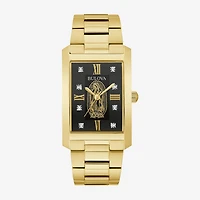 Bulova Our Lady Of Guadalupe / Nuestra Señora De Guadalupe Mens Diamond Accent Gold Tone Stainless Steel Bracelet Watch 97d137