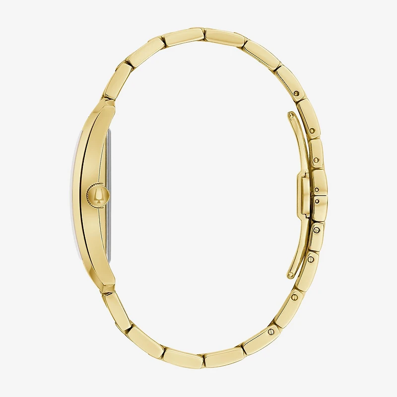 Bulova Our Lady Of Guadalupe / Nuestra Señora De Guadalupe Mens Diamond Accent Gold Tone Stainless Steel Bracelet Watch 97d137