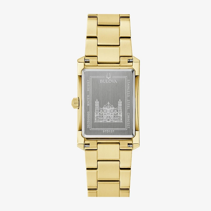 Bulova Our Lady Of Guadalupe / Nuestra Señora De Guadalupe Mens Diamond Accent Gold Tone Stainless Steel Bracelet Watch 97d137