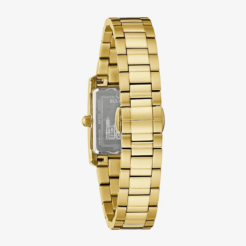 Bulova Our Lady Of Guadalupe / Nuestra Señora De Guadalupe Womens Diamond Accent Gold Tone Stainless Steel Bracelet Watch 97p169