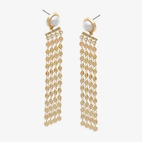 Bijoux Bar Gold Tone Womens Simulated Pearl Drop Earrings