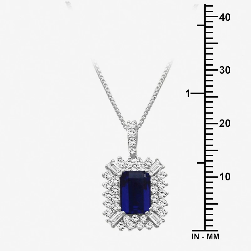 Womens Emeral-cut Gemstone & 1/2 CT. T.W. Lab-Grown Diamond 10K Gold Pendant Necklace