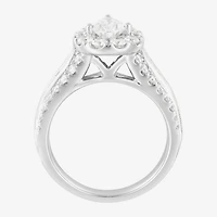 (F / Vs2) Womens 2 1/4 CT. T.W. Lab Grown White Diamond 14K Gold Pear Side Stone Bypass  Engagement Ring
