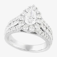 (F / Vs2) Womens 2 1/4 CT. T.W. Lab Grown White Diamond 14K Gold Pear Side Stone Bypass  Engagement Ring